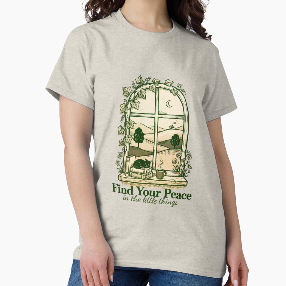 Find Your Peace - Cottagecore Window Vintage Illustration by gringoods T-Shirts, Hoodie, Sweatshirt (Image 2)