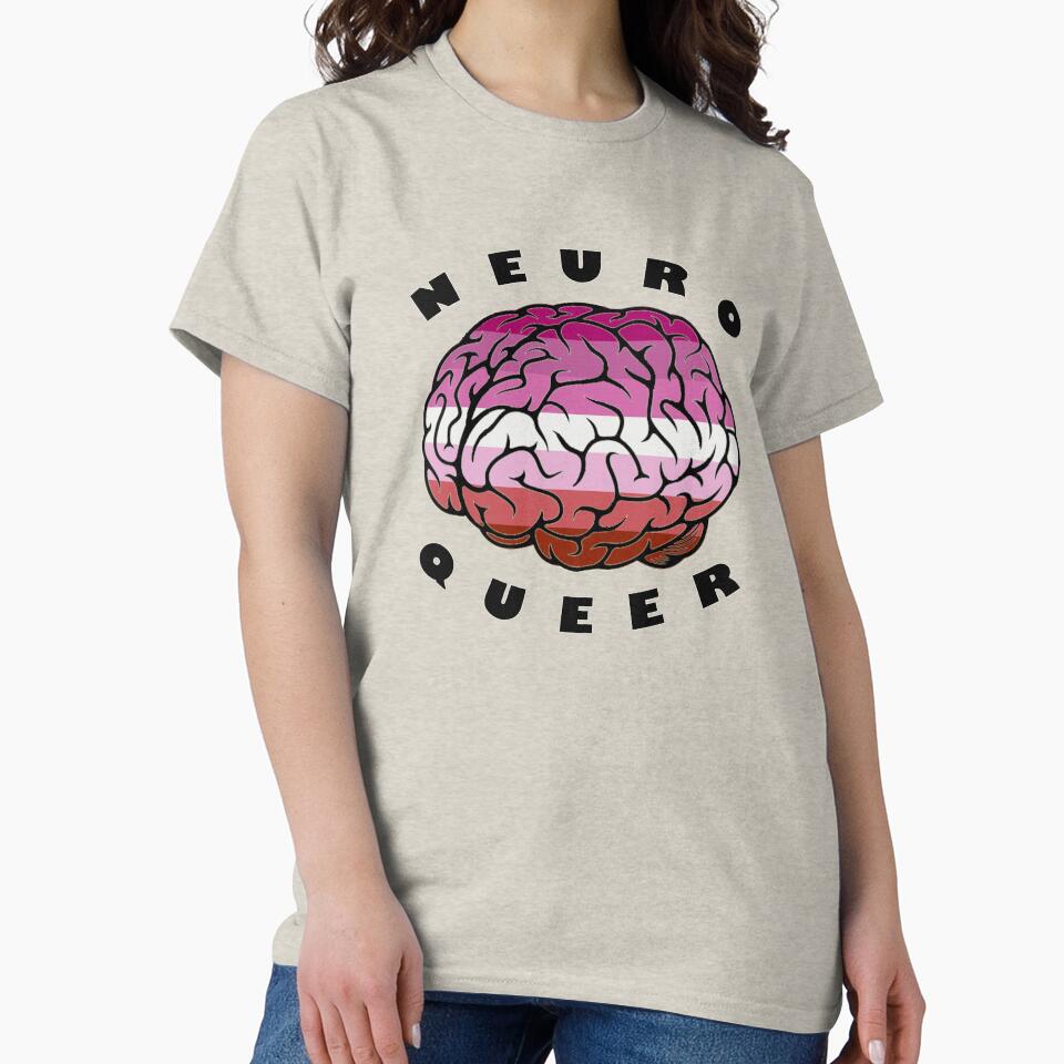 Neuroqueer Brain - Lipstick Lesbian Colors by AutisticBanshee T-Shirts, Hoodie, Sweatshirt | BlankRebels.com (Image 2)