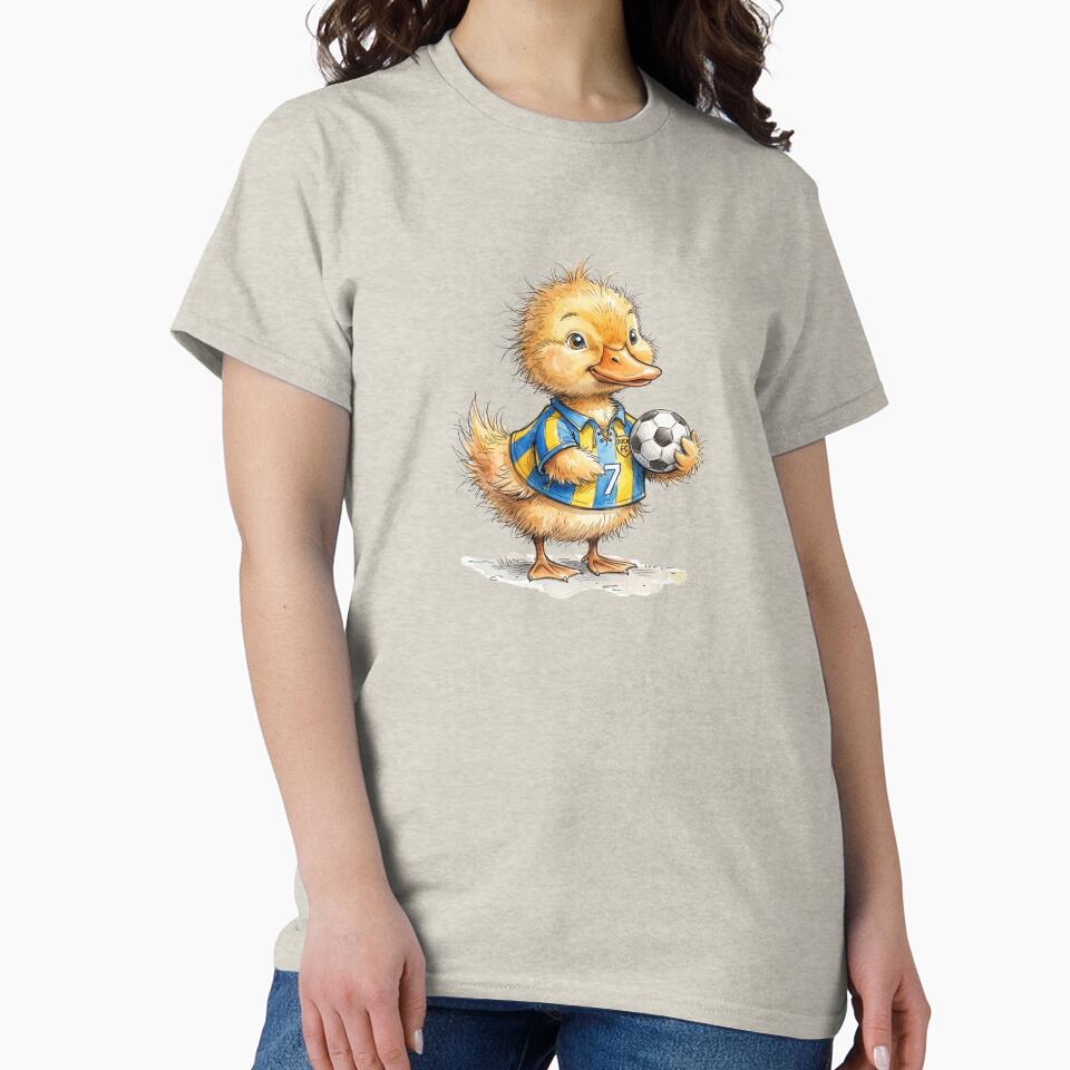 Cute Watercolor Duckling Soccer Player Jersey Number 7 Art by BreezifyDesignStudio