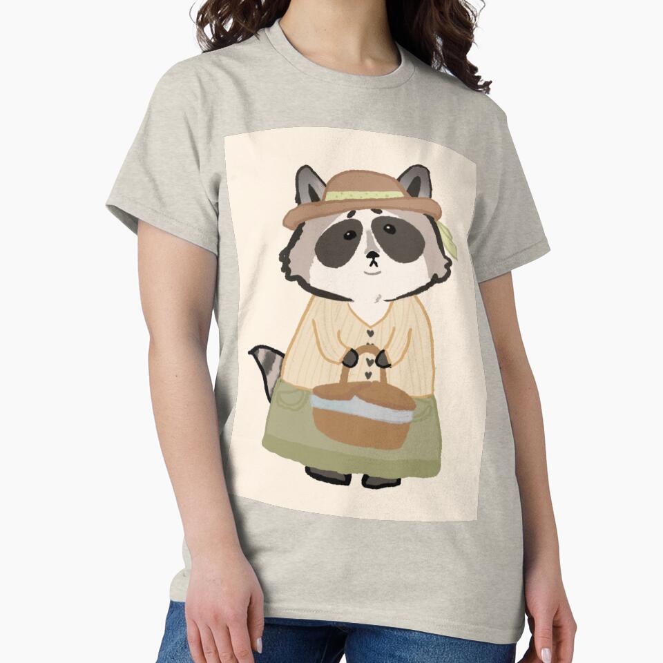 Cottagecore Aesthetic Cute Racoon Drawing by missquisha T-Shirts, Hoodie, Sweatshirt | BlankRebels.com (Image 2)