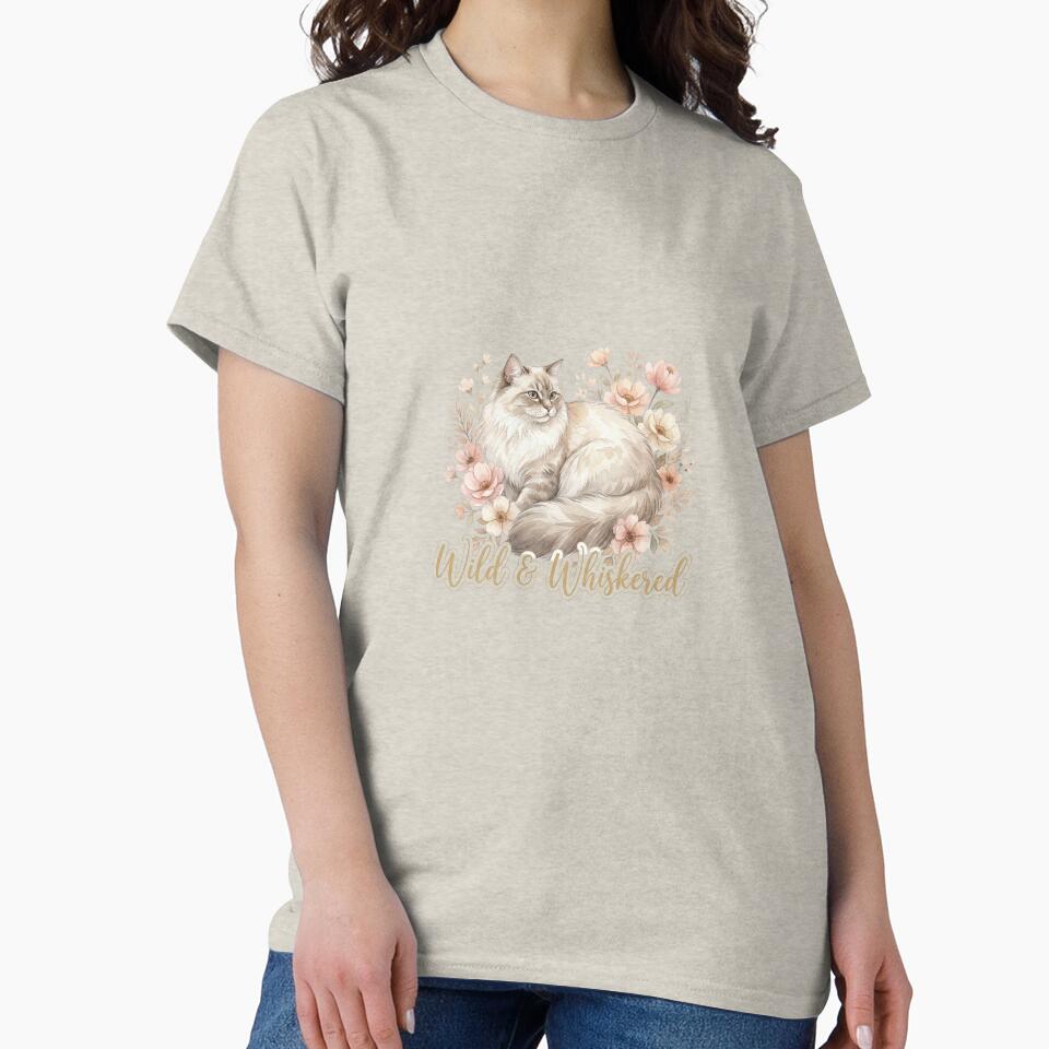 Wild & Whiskered – Floral Cat Cottagecore Vintage Aesthetic T-Shirt Design by Cozy Cat Collective Hoodie,... (Image 2)