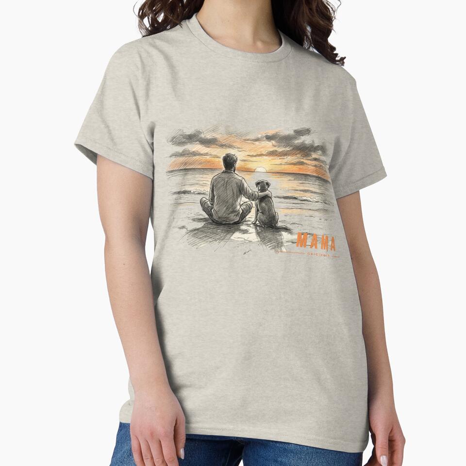 Sunset Serenity: A Man and His Best Friend Sketch by mama-originals