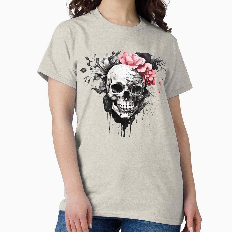 Flowery Skull Ink Dripping Effect by PrintSoulDesign T-Shirts, Hoodie, Sweatshirt | BlankRebels.com (Image 2)