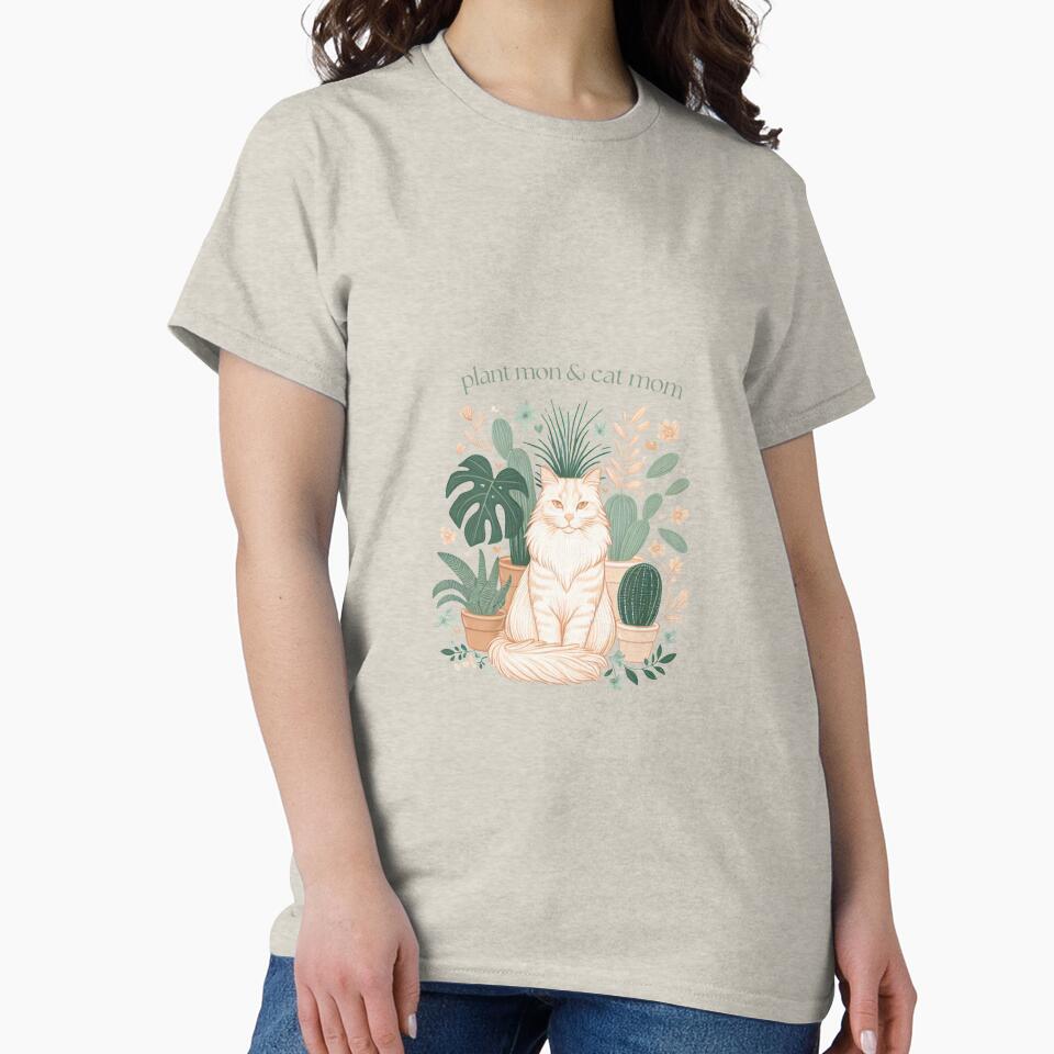 Plant Mom & Cat Mom Aesthetic – Cute Botanical Cat Lover Gift Shirt by Cozy Cat Collective Hoodie, Sweatshirt (Image 2)