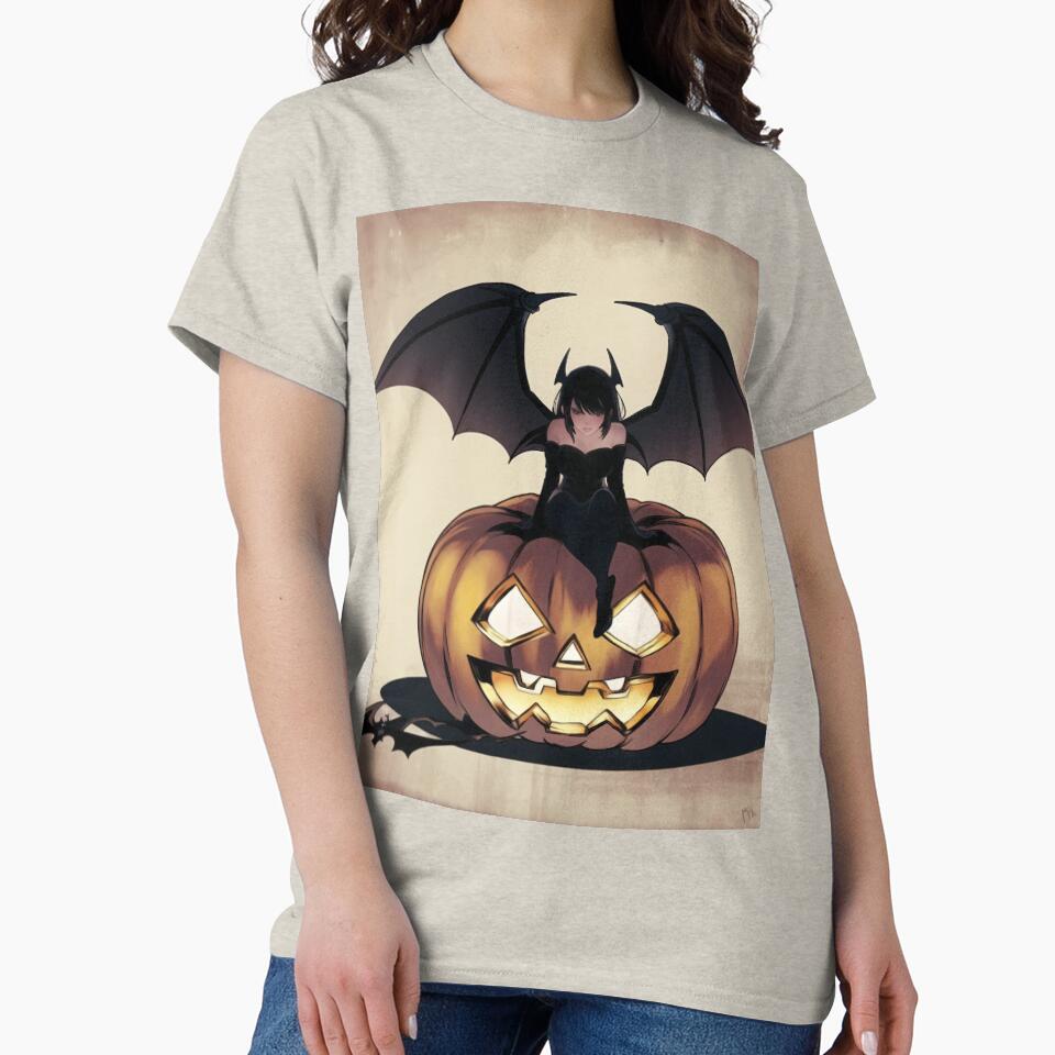 Anime Bat Girl on Halloween Pumkin by Mintibix T-Shirts, Hoodie, Sweatshirt | BlankRebels.com (Image 2)