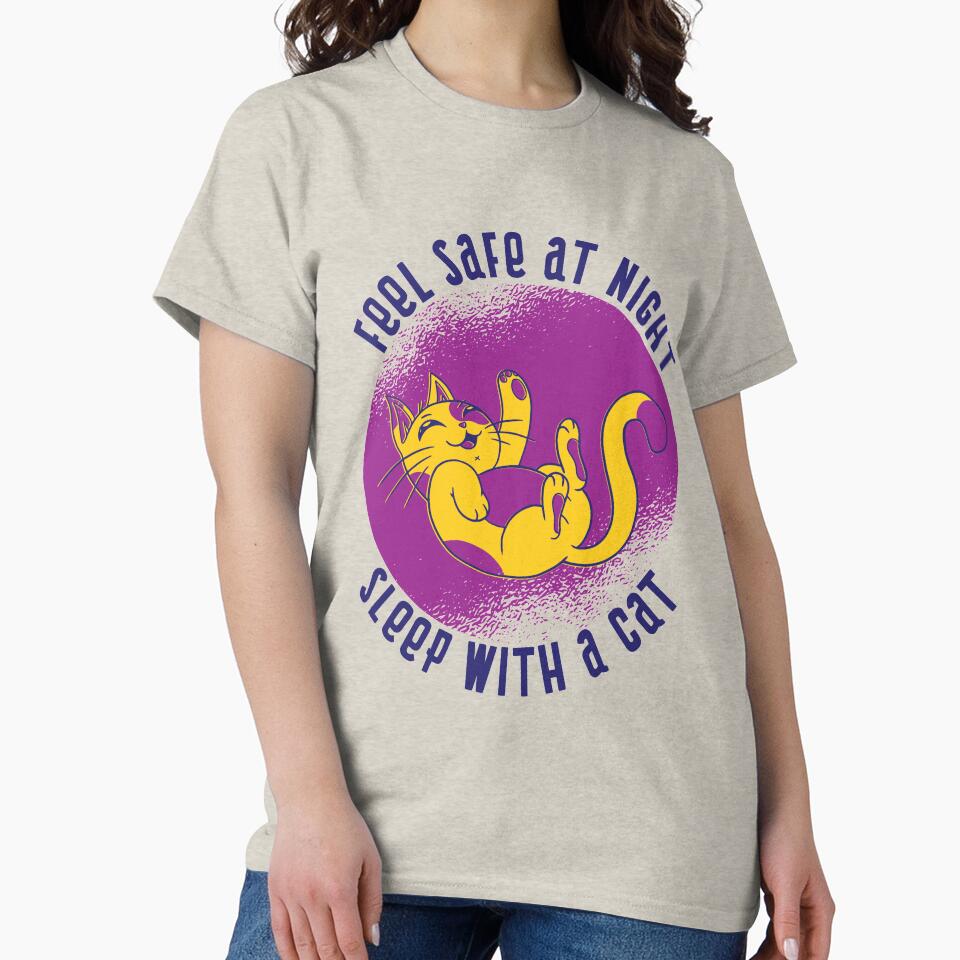 FEEL SAFE AT NIGHT SLEEP WITH A CAT by Delicious Design ⭐⭐⭐⭐⭐ T-Shirts, Hoodie, Sweatshirt | BlankRebels.com (Image 2)