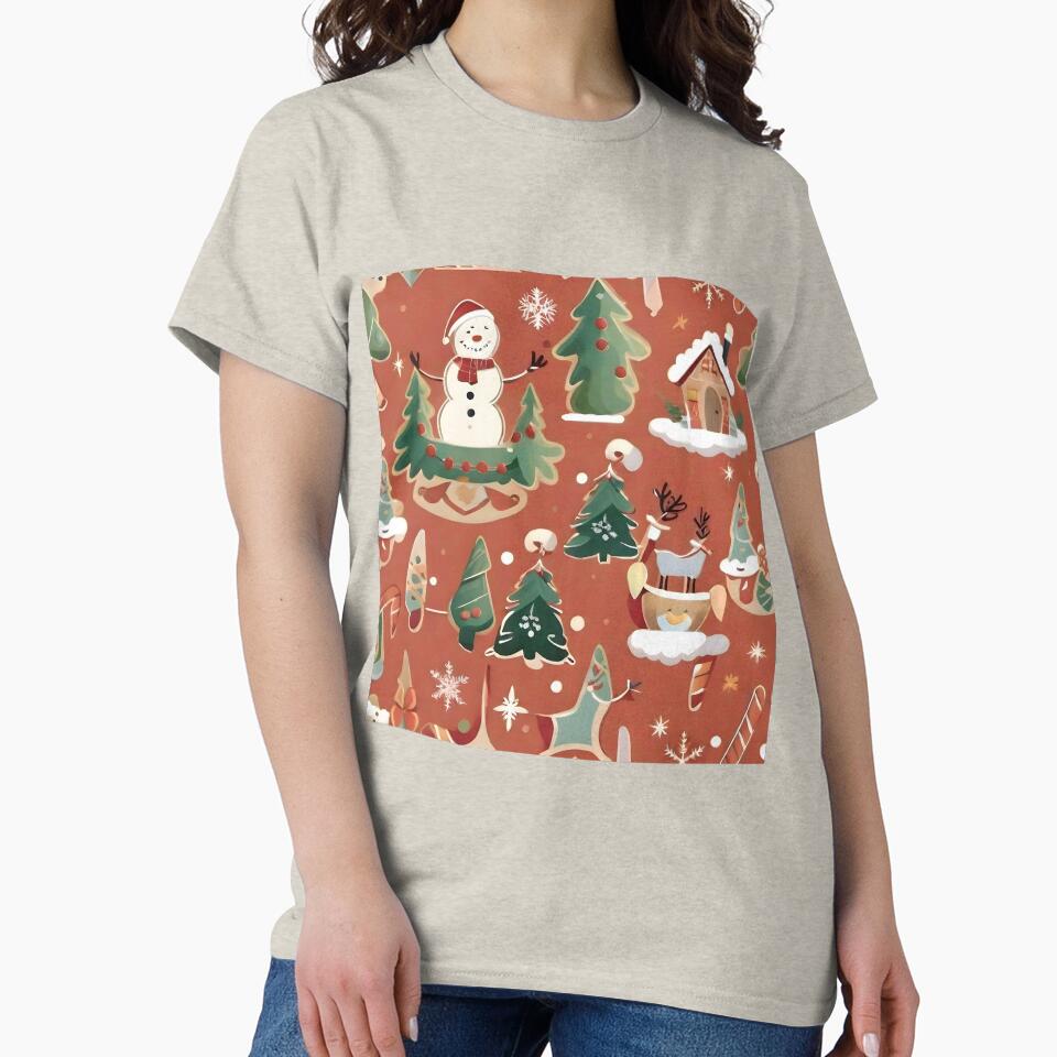 Beautiful Retro Boho Abstract Christmas Holiday Pattern by PlanetMarker T-Shirts, Hoodie, Sweatshirt (Image 2)