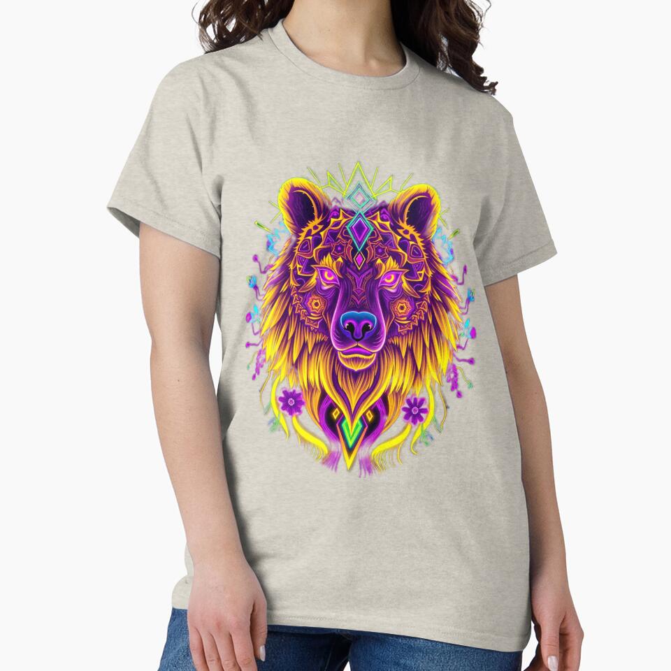 Bear - Neon Geometric Beast Art - Nature & Circuit Fusion Design for T-shirt, Hoodie & Sticker by Naturalite19... (Image 2)