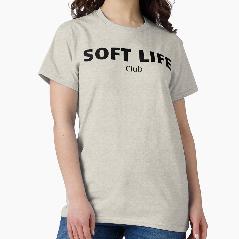 Soft Life Club Minimalist Aesthetic T-Shirt by CalmMandala