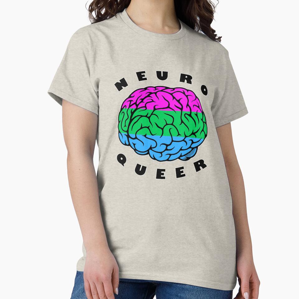 Neuroqueer Brain - Polysexual/romantic Colors by AutisticBanshee T-Shirts, Hoodie, Sweatshirt | BlankRebels.com (Image 2)