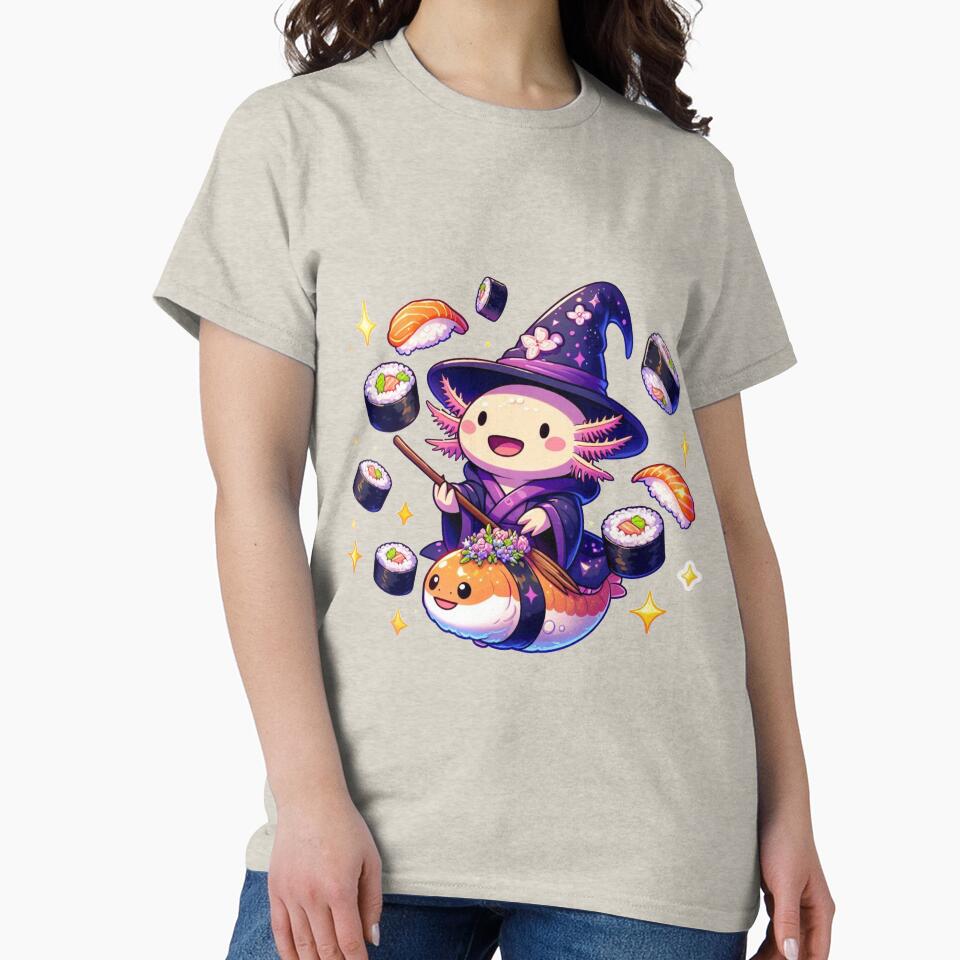 Sushi Spellcaster Axolotl – Magical Wizard Chef of the Sea by NerdiPop T-Shirts, Hoodie, Sweatshirt (Image 2)