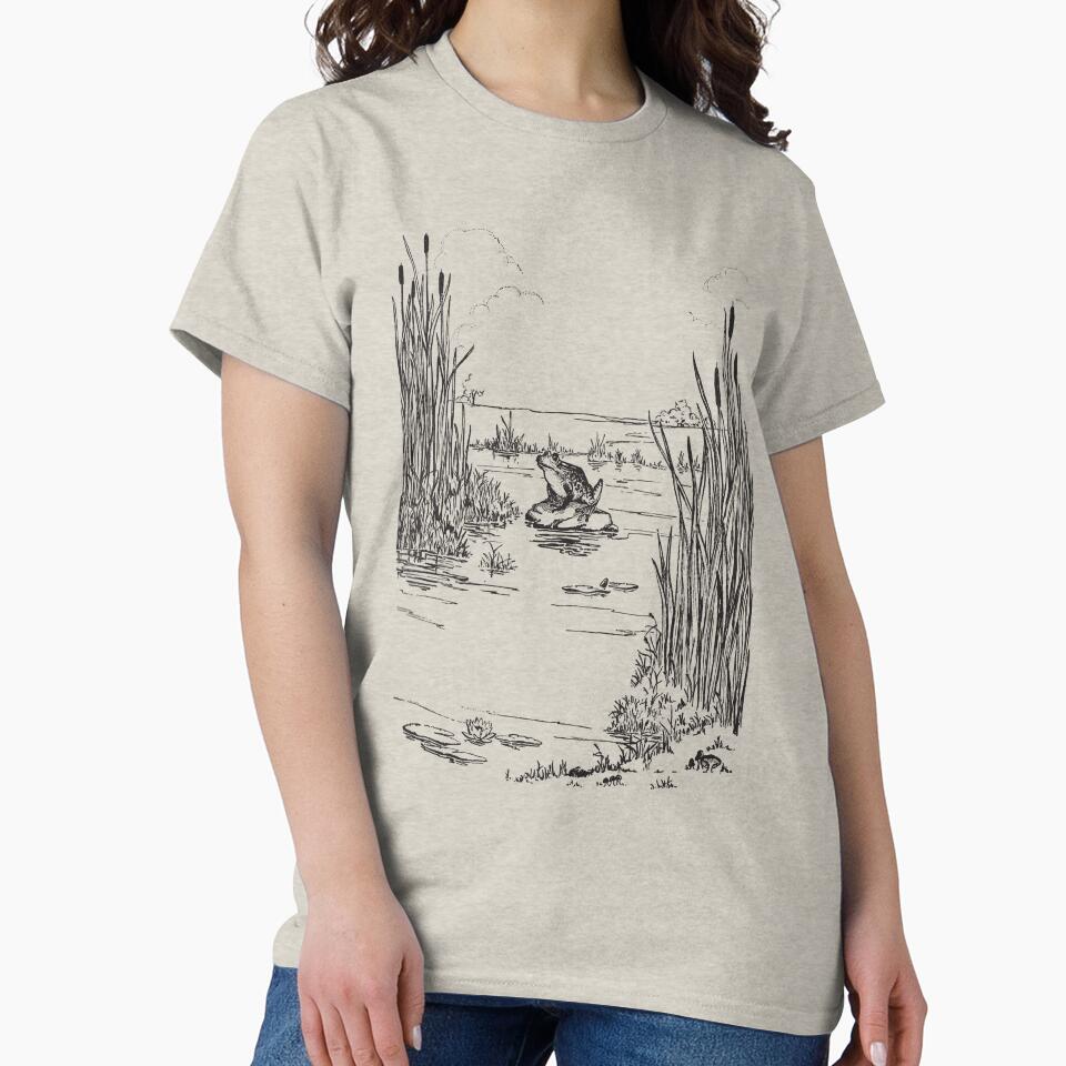 Cute Vintage Cottagecore Aesthetic Frog Sitting by the Pond Thinking, Emo Depressed Frogge by Lake by... (Image 2)