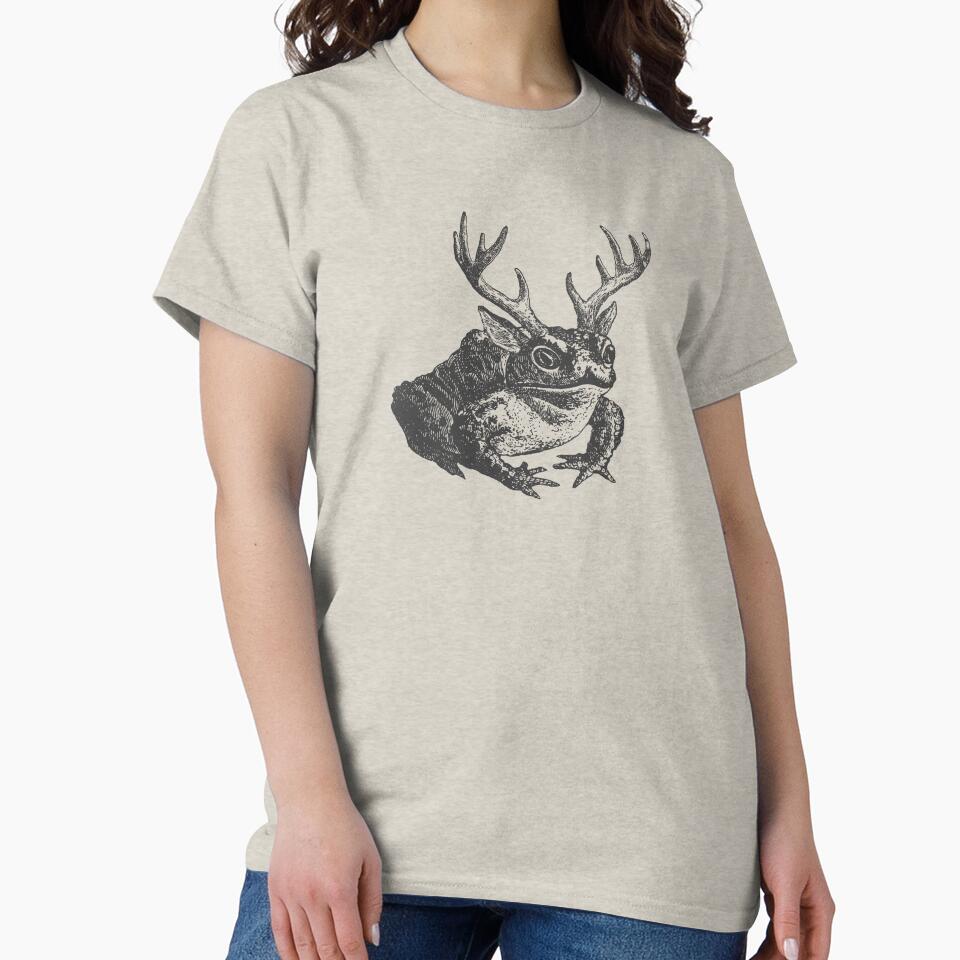 Cottagecore Frog with Antlers: Vintage Fairycore Toad with Horns and Ears by MinistryOfFrogs T-Shirts, Hoodie,... (Image 2)