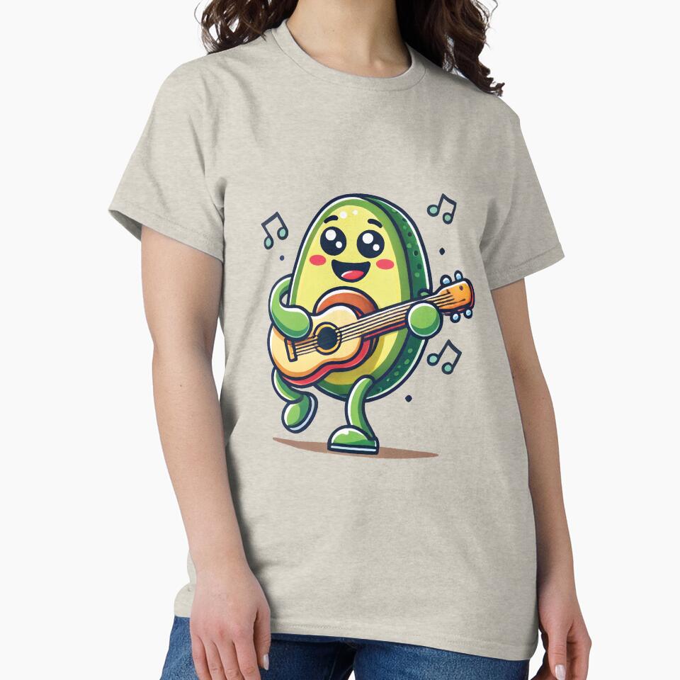 Cute Kawaii Avocado Playing Guitar by Puniiiii T-Shirts, Hoodie, Sweatshirt | BlankRebels.com (Image 2)