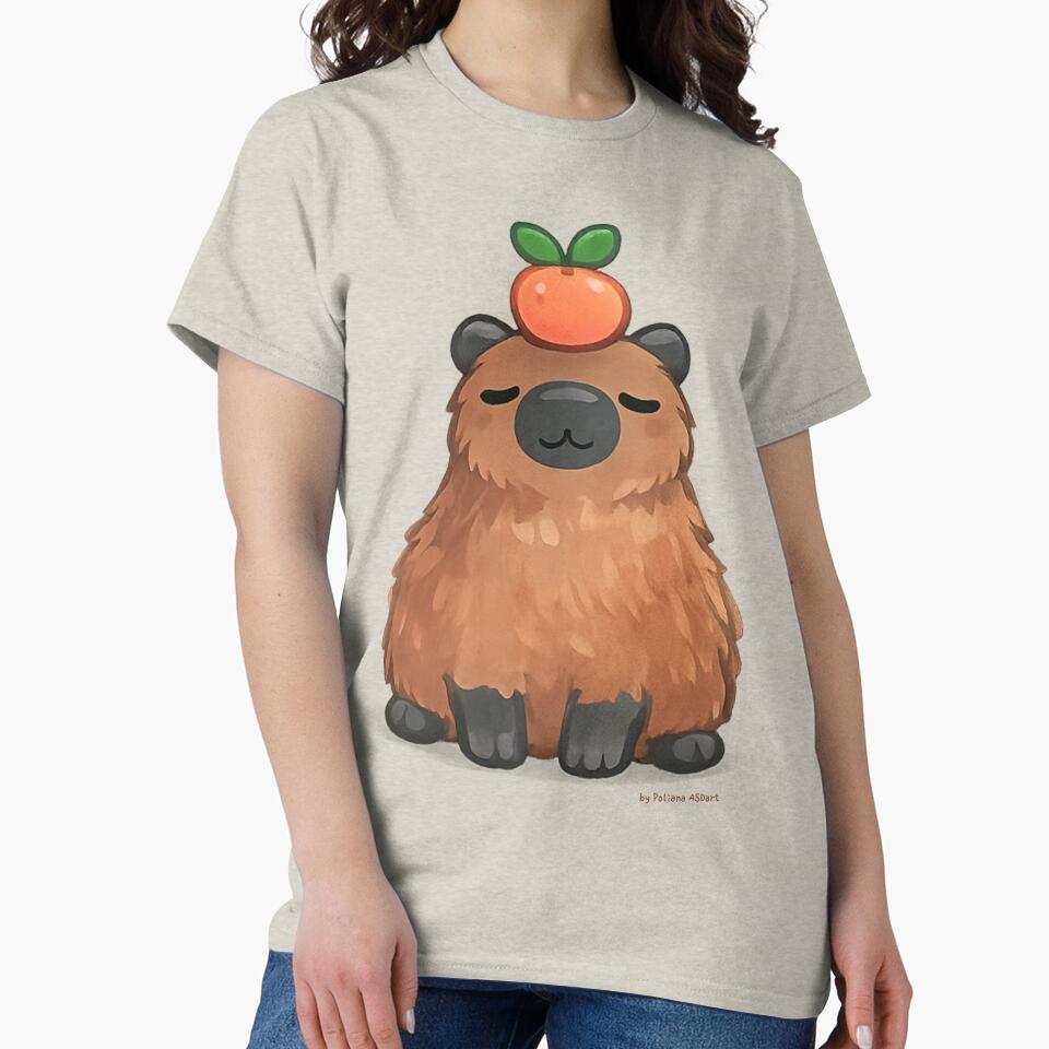 Gentle Capybara With Orange by PolianaASDart T-Shirts, Hoodie, Sweatshirt | BlankRebels.com (Image 2)