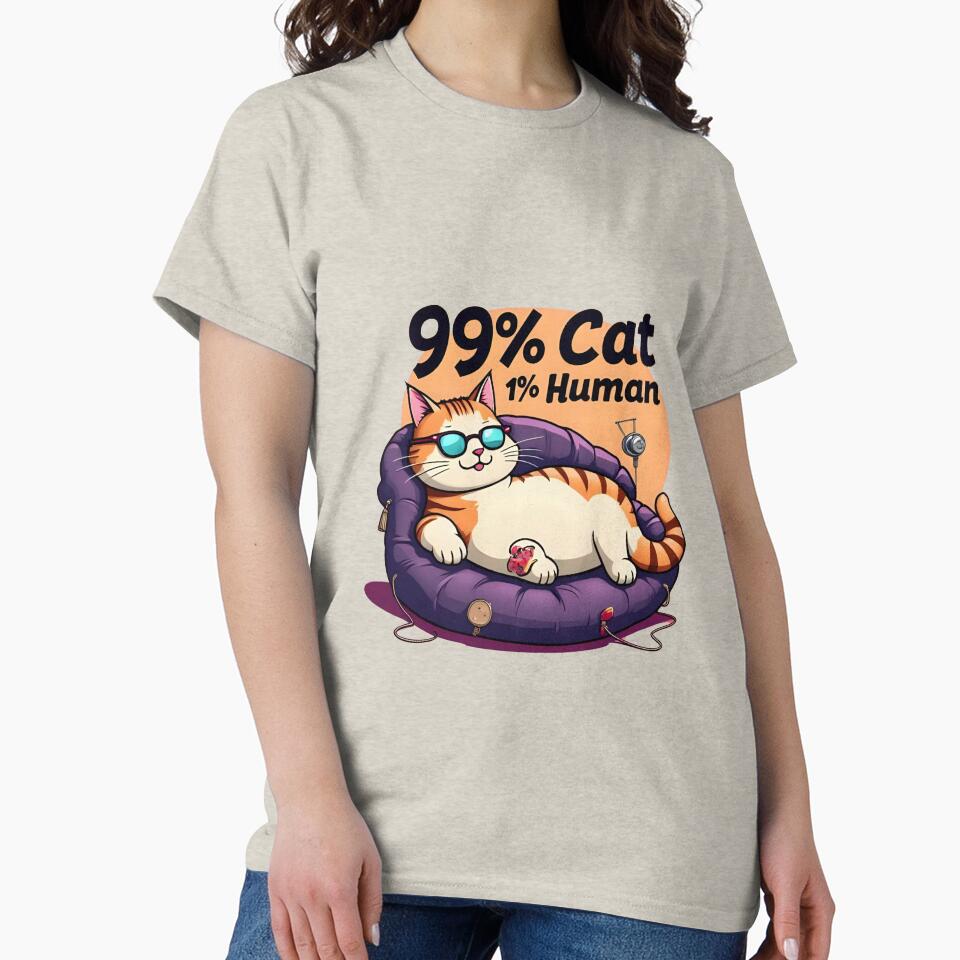 99% Cat, 1% Human – Funny Cat Lover T-Shirt Design by La Velmoréa Hoodie, Sweatshirt | BlankRebels.com (Image 2)