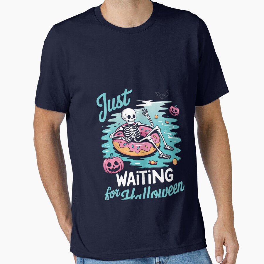 Just Waiting For Halloween Spooky Skeleton Summer Halloween by Rackaam T-Shirts, Hoodie, Sweatshirt (Image 1)