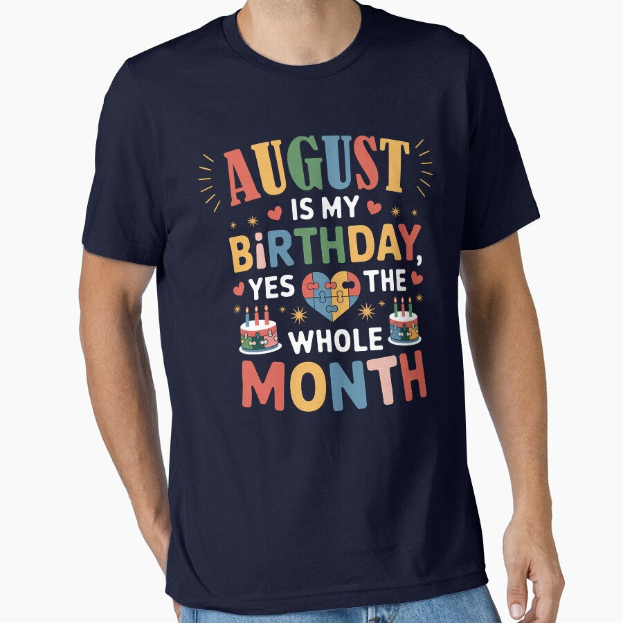 August Birthday Puzzle Heart Birthday Month Design by KristenosNehk T-Shirts, Hoodie, Sweatshirt | BlankRebels.com (Image 1)