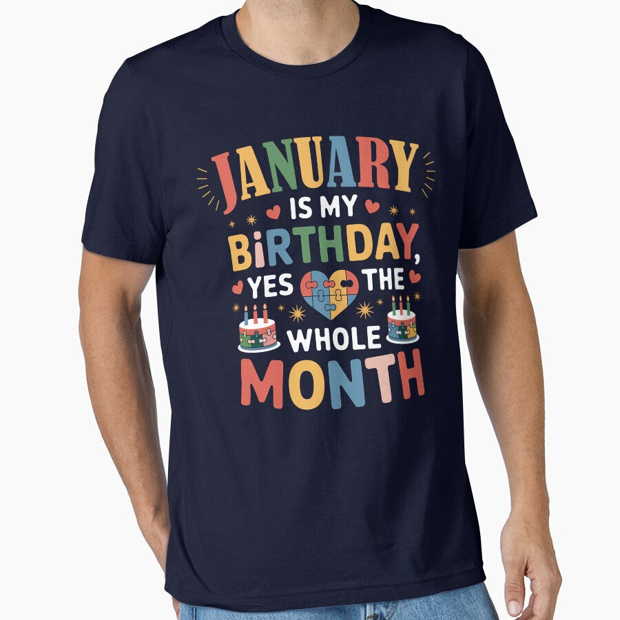 January Birthday Puzzle Heart Birthday Month Design by KristenosNehk T-Shirts, Hoodie, Sweatshirt | BlankRebels.com (Image 1)