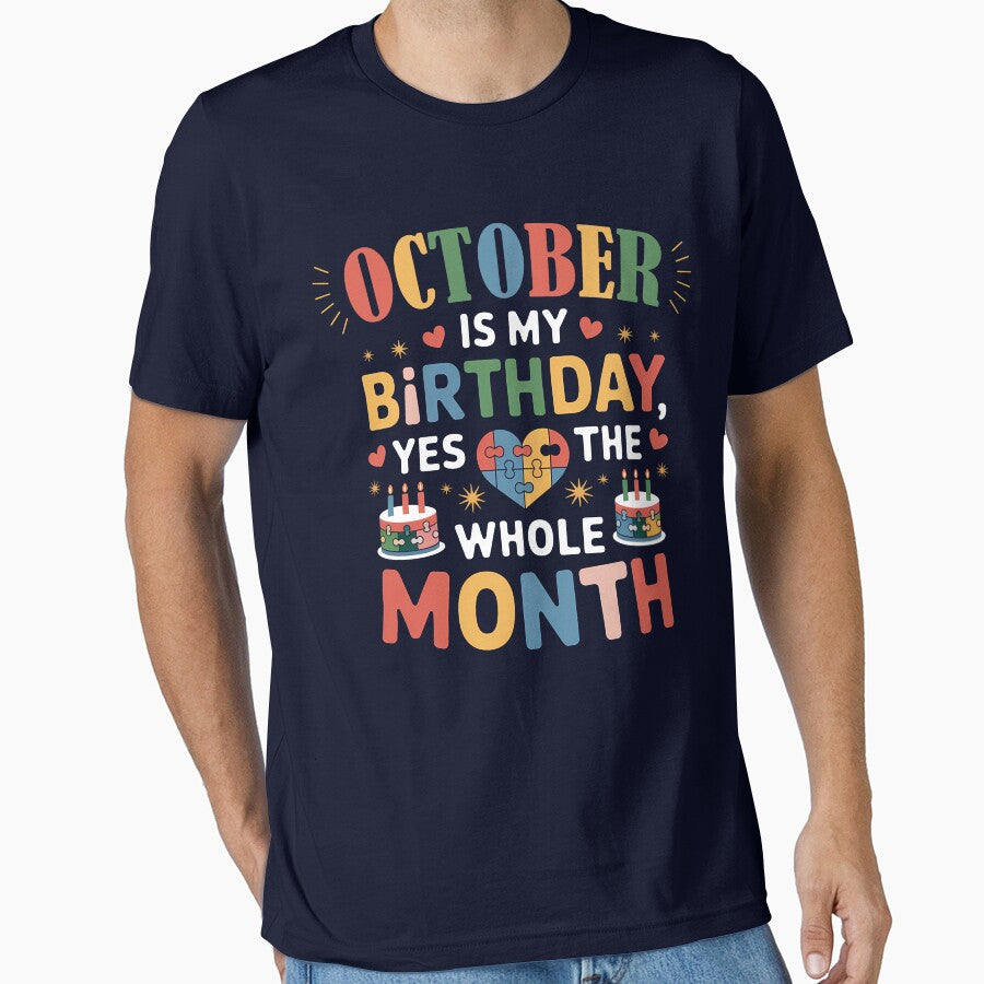 October Birthday Puzzle Heart Birthday Month Design by KristenosNehk T-Shirts, Hoodie, Sweatshirt | BlankRebels.com (Image 1)