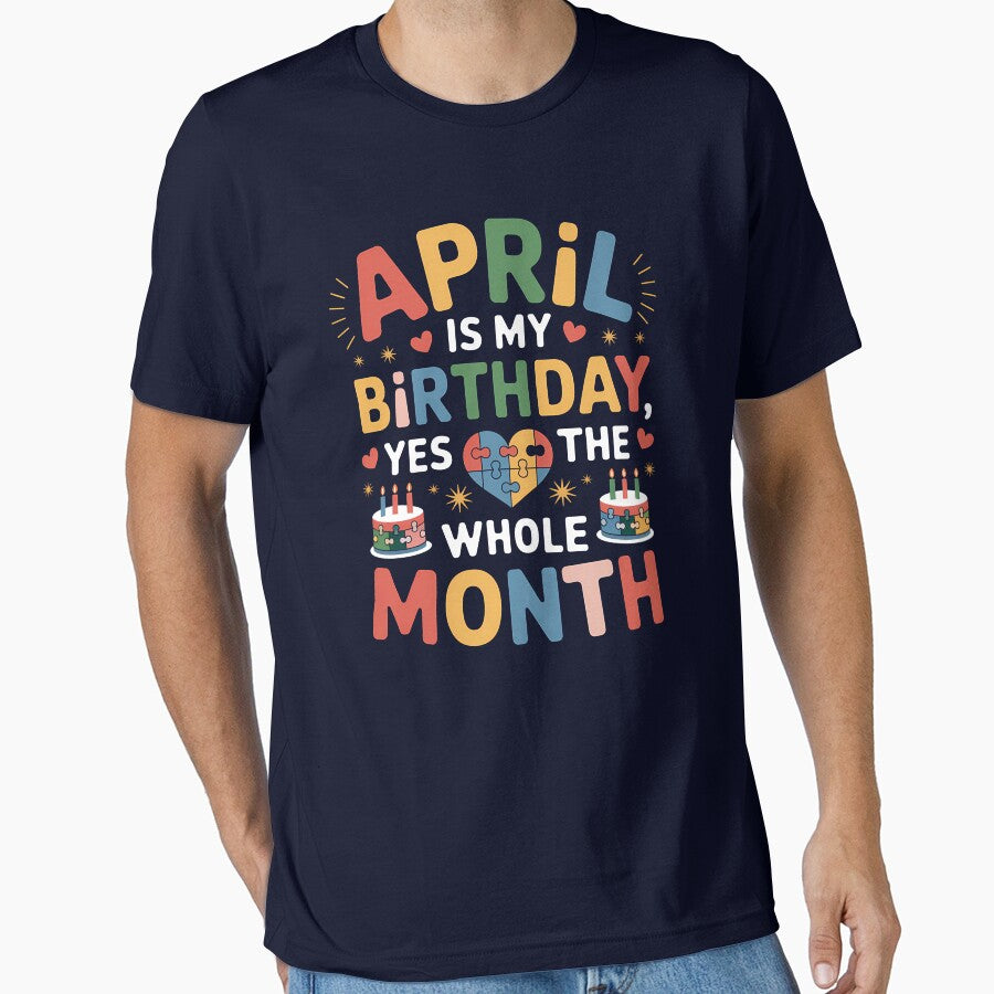 April Birthday Puzzle Heart Birthday Month Design by KristenosNehk T-Shirts, Hoodie, Sweatshirt | BlankRebels.com (Image 1)