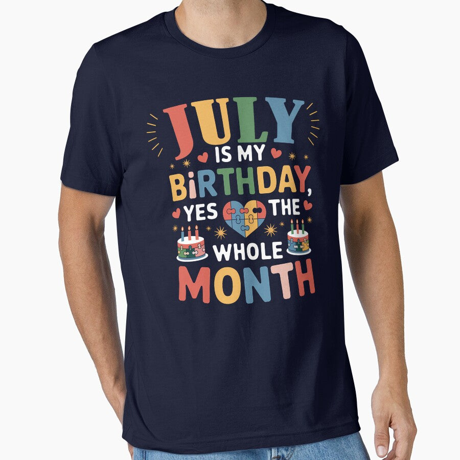 July Birthday Puzzle Heart Birthday Month Design by KristenosNehk T-Shirts, Hoodie, Sweatshirt | BlankRebels.com (Image 1)