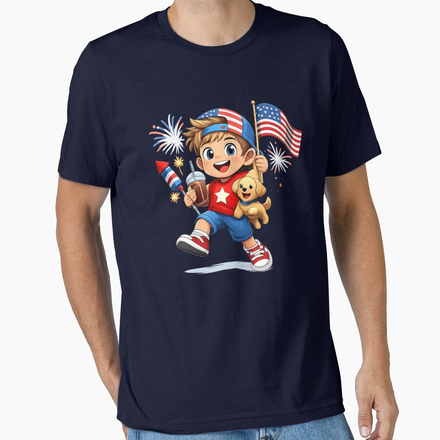 Patriotic joy with puppy and fireworks by JOSHUAWAYLAND