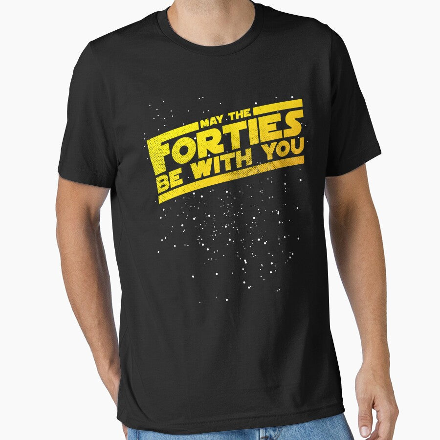May The Forties Be With You Vintage 40th Birthday Distressed Star Illustration by kolbasound T-Shirts, Hoodie,... (Image 1)