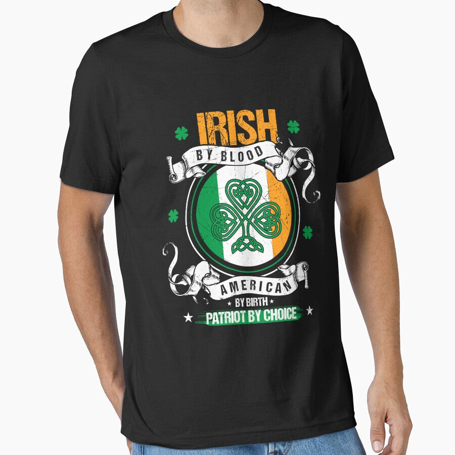 Irish By Blood Casual Men Women St. Patrick's Day T Shirts by q4success Hoodie, Sweatshirt | BlankRebels.com (Image 1)