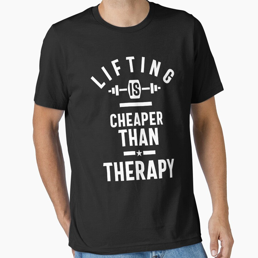 Workout Therapy Gift - Lifting is Cheaper - Humor by cidolopez T-Shirts, Hoodie, Sweatshirt | BlankRebels.com (Image 1)