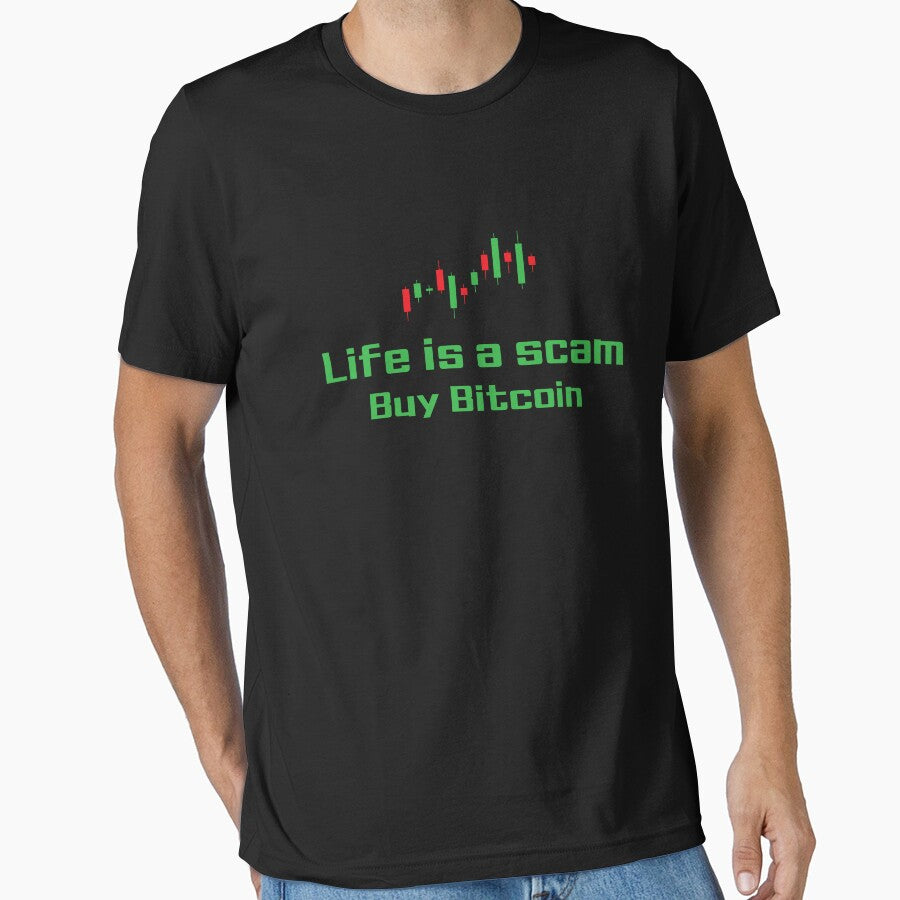 Life is a Scam Buy Bitcoin Funny Crypto Meme T-Shirt by AkiruAiStudio Hoodie, Sweatshirt | BlankRebels.com (Image 1)