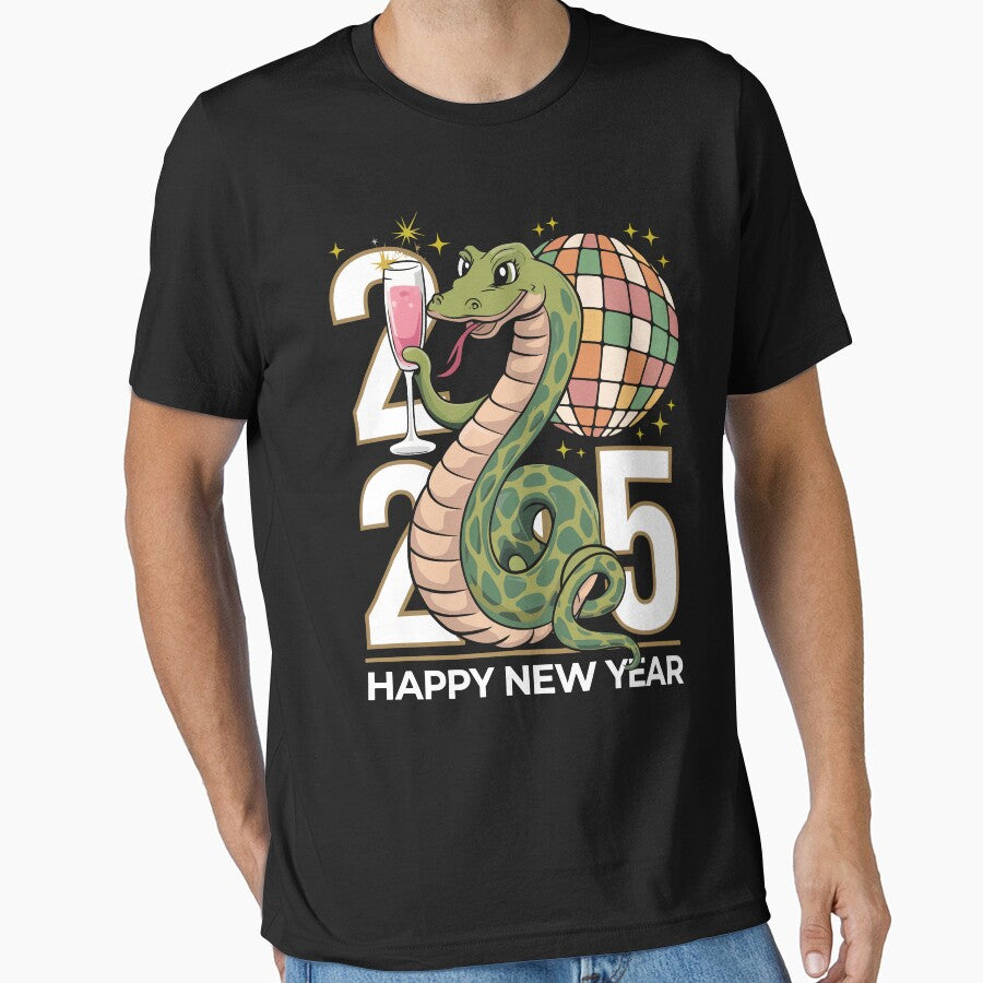 Happy New Year Snake 2025 Party Celebration by Oualid Art T-Shirts, Hoodie, Sweatshirt | BlankRebels.com (Image 1)