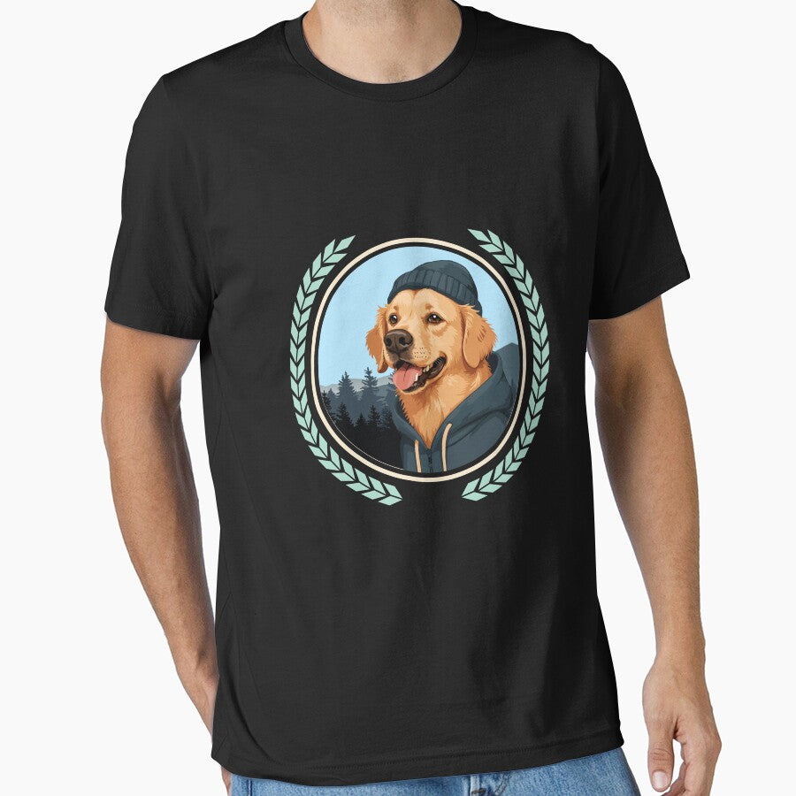 Cool Golden Retriever in Hoodie and Hat – Streetwear Dog Art by NeutronDesign T-Shirts, Sweatshirt (Image 1)