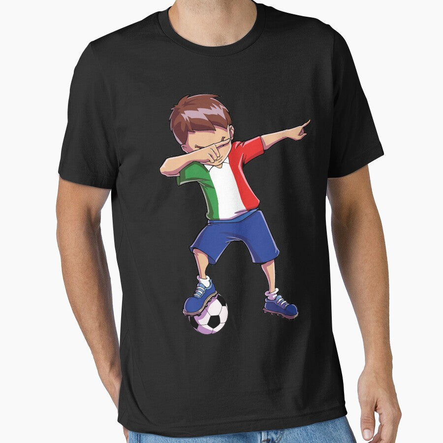 Dabbing Soccer T shirt for Boys Italy Italian Football Gifts by LiqueGifts
