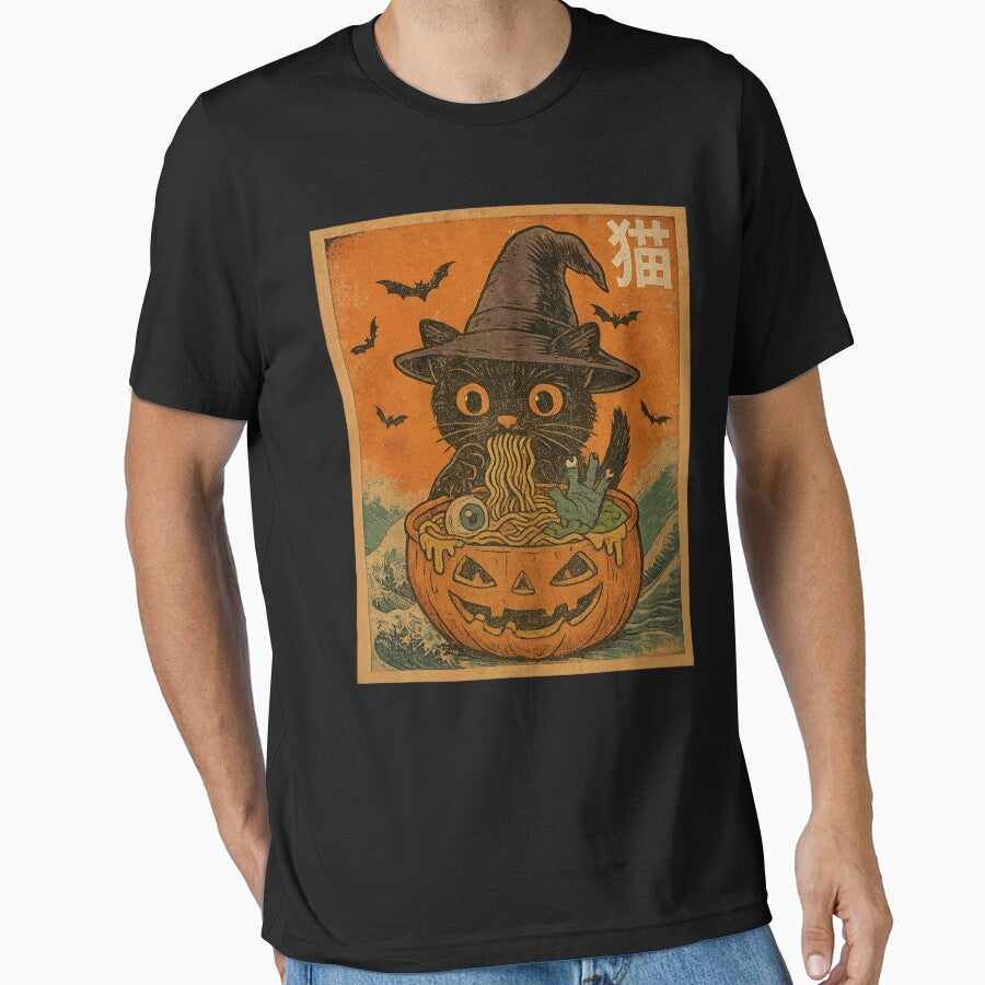 Black Cat Ramen Japanese Halloween by will freed18 T-Shirts, Hoodie, Sweatshirt | BlankRebels.com (Image 1)