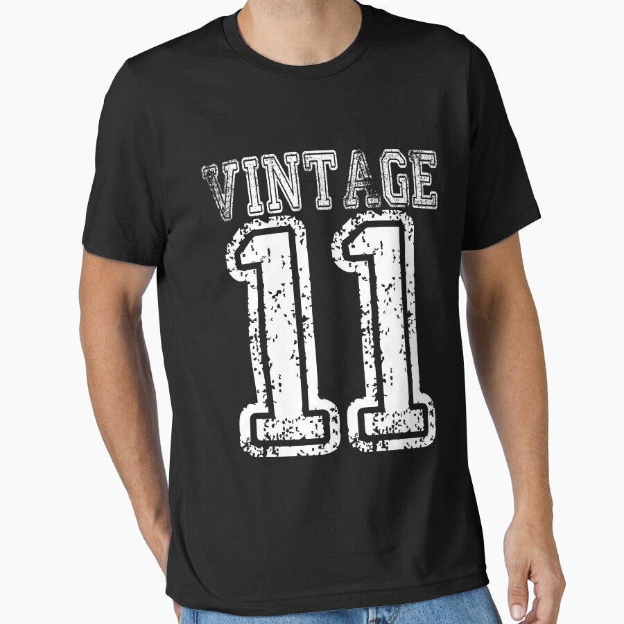 Vintage 11 2011 T-shirt Birthday Gift Age Year Old Boy Girl Cute Funny Man Woman Jersey Style by arcadetoystore... (Image 1)