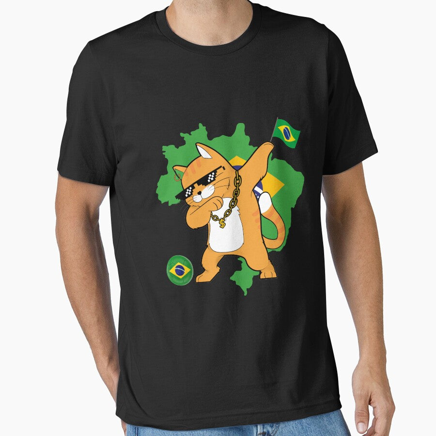 Cool Dabbing Cat - Brazil Soccer by Georgy09