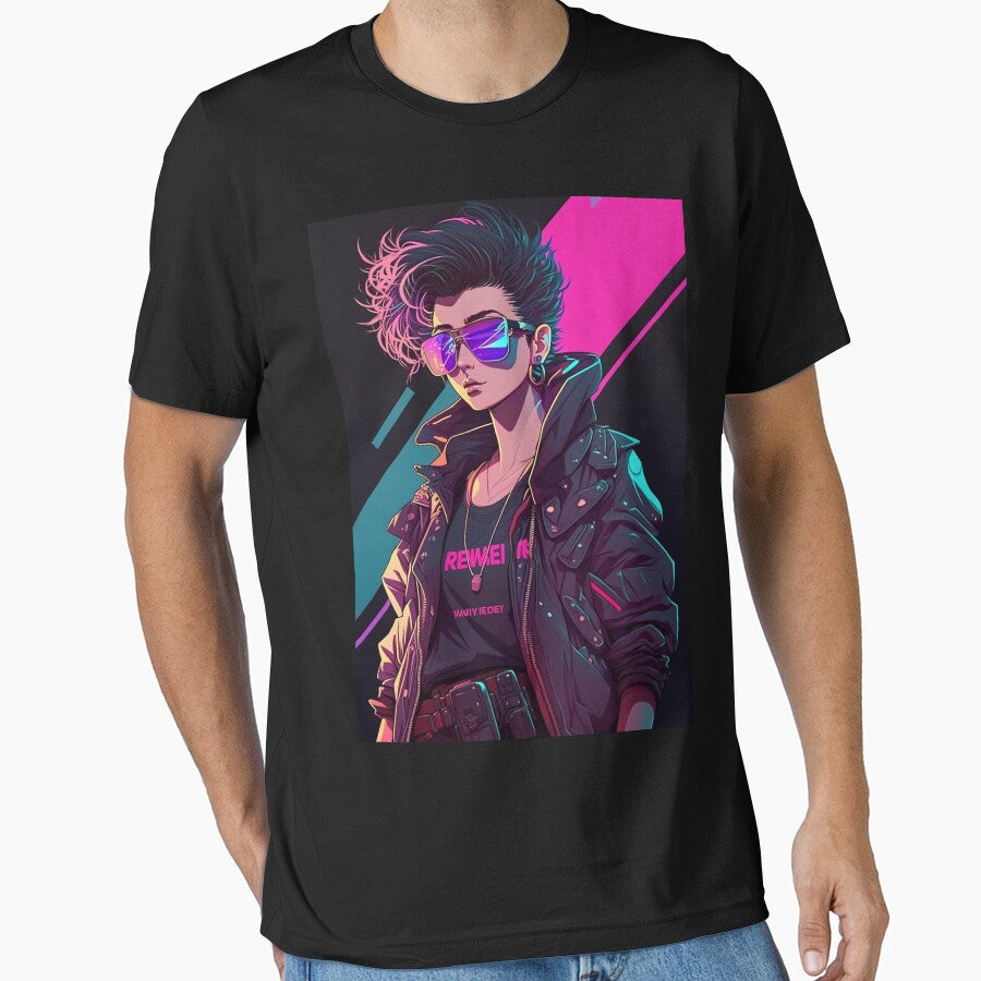 Vaporwave 80s cyberpunk anime girl by RESToRAPTOR T-Shirts, Hoodie, Sweatshirt | BlankRebels.com (Image 1)