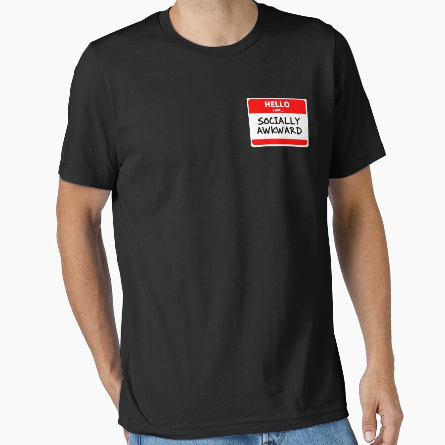 Hello, I Am Socially Awkward – Funny Name Tag Design by NiobesSkein T-Shirts, Hoodie, Sweatshirt | BlankRebels.com (Image 1)