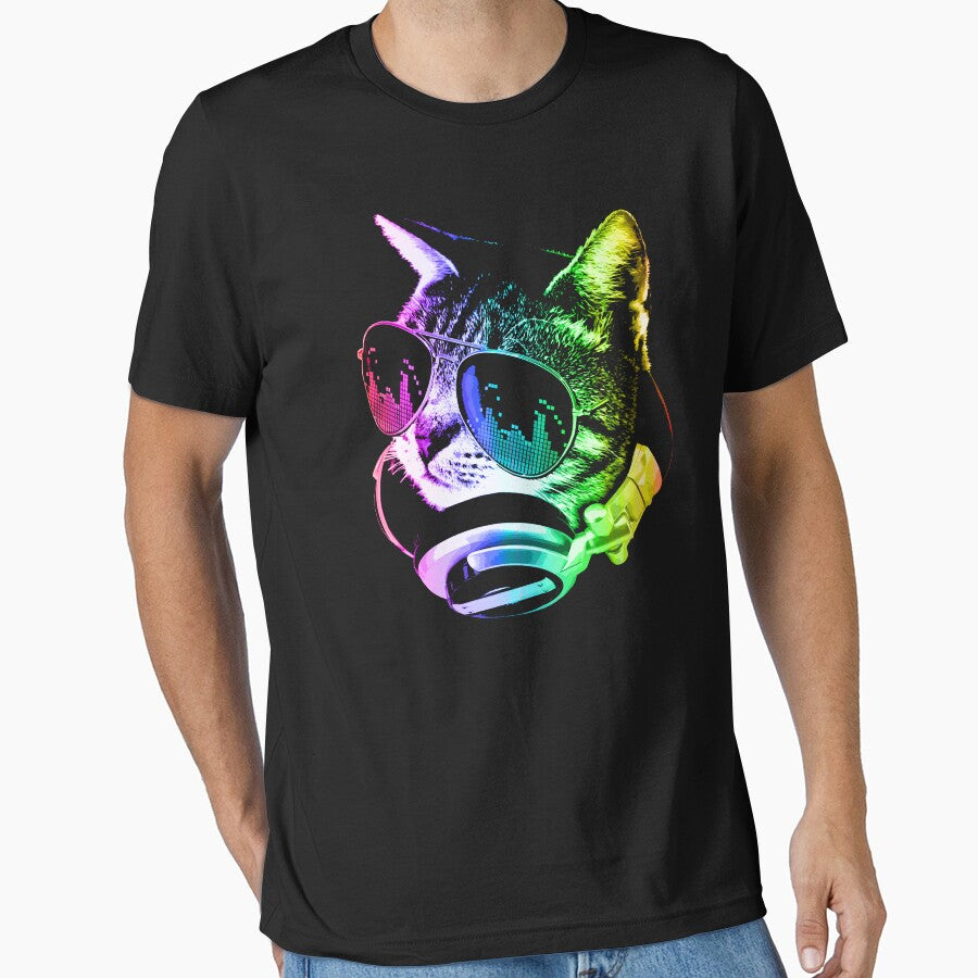 Rainbow Music Cat by ROBOTFACE T-Shirts