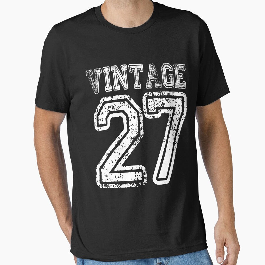 Vintage 27 2027 1927 T-shirt Birthday Gift Age Year Old Boy Girl Cute Funny Man Woman Jersey Style by... (Image 1)