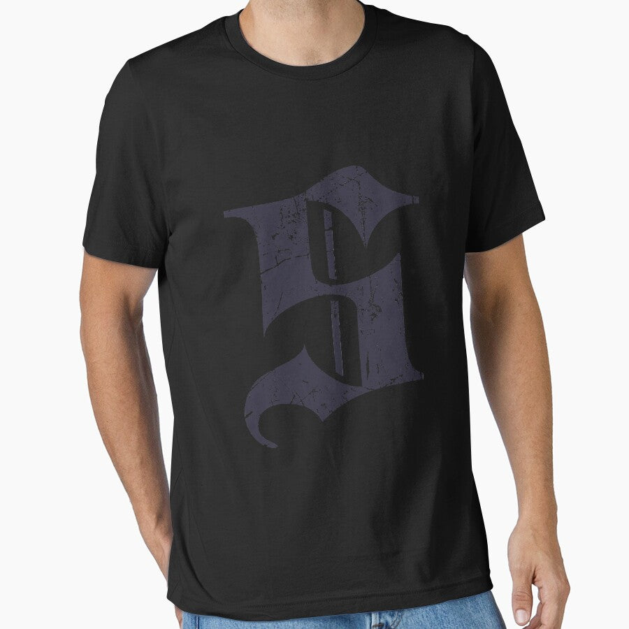 Dark Grunge Monogram Letter "S" Blackletter by SunnyStreet T-Shirts, Hoodie, Sweatshirt | BlankRebels.com (Image 1)
