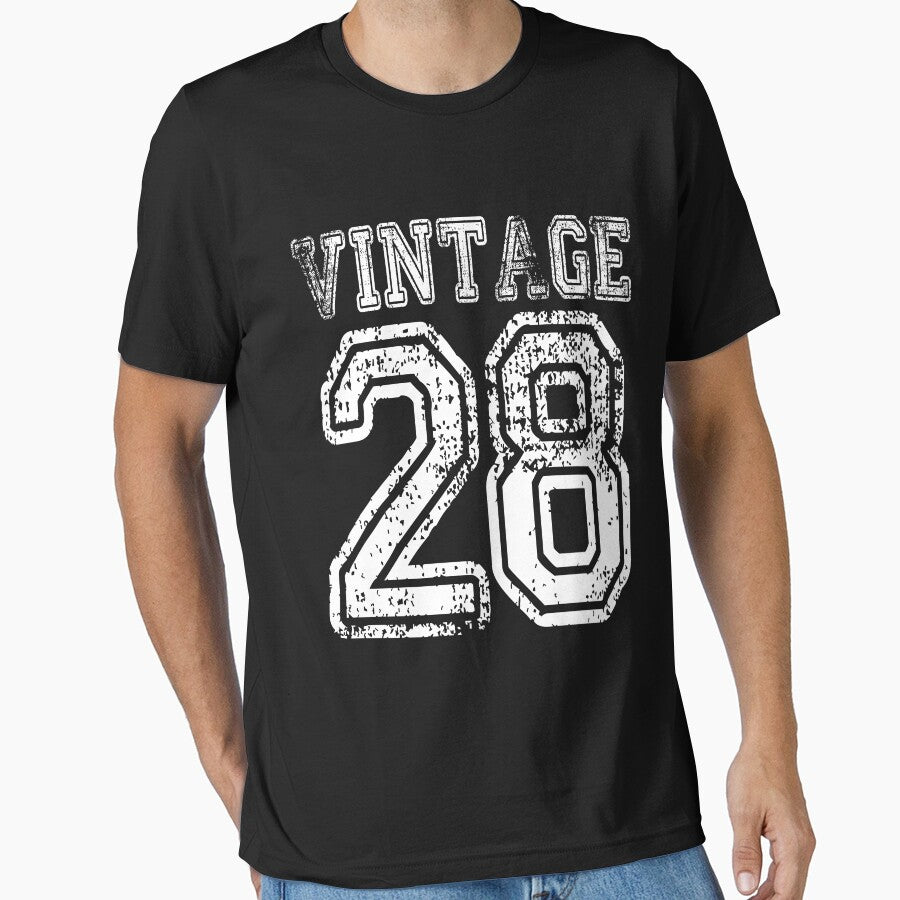 Vintage 28 2028 1928 T-shirt Birthday Gift Age Year Old Boy Girl Cute Funny Man Woman Jersey Style by... (Image 1)