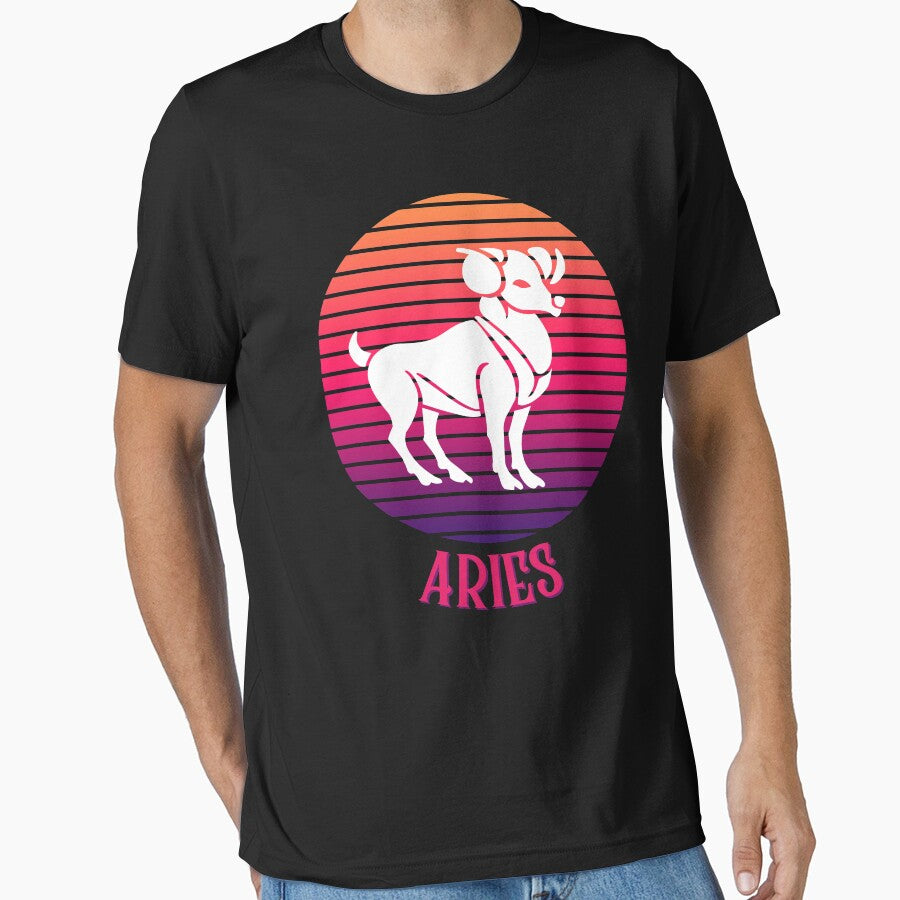 Aries Vintage Zodiac Astrological Sign Retro Rainbow T-Shirts, Hoodie, Sweatshirt