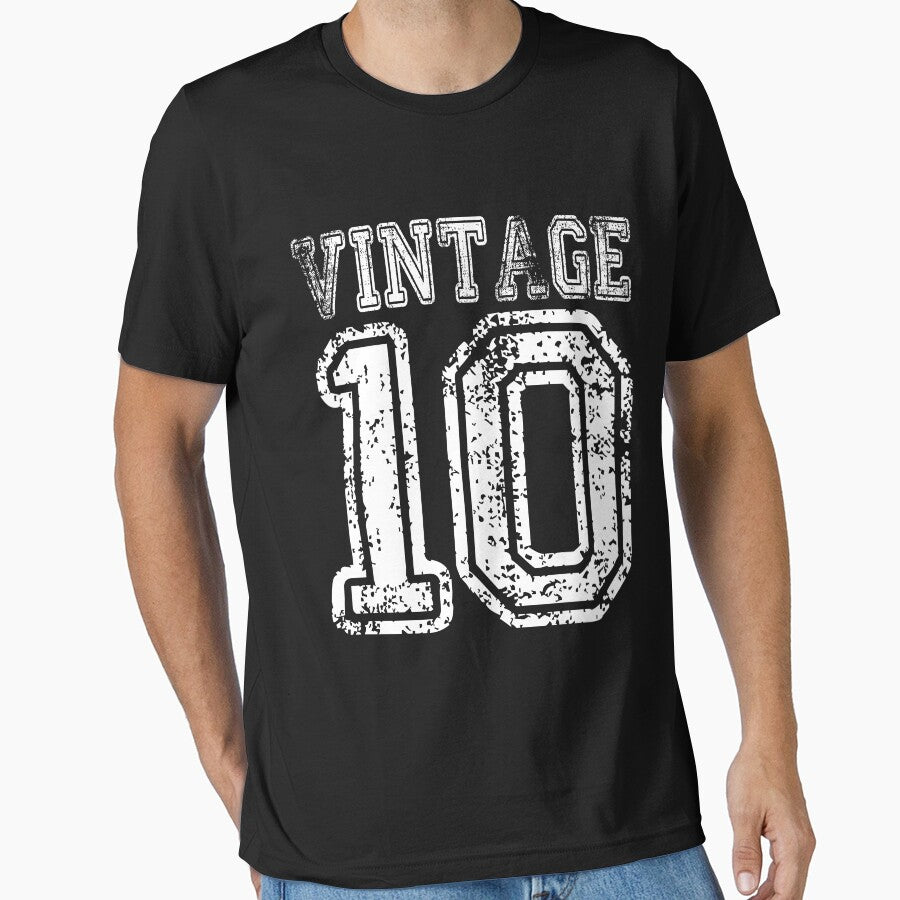 Vintage 10 2010 T-shirt Birthday Gift Age Year Old Boy Girl Cute Funny Man Woman Jersey Style by arcadetoystore... (Image 1)