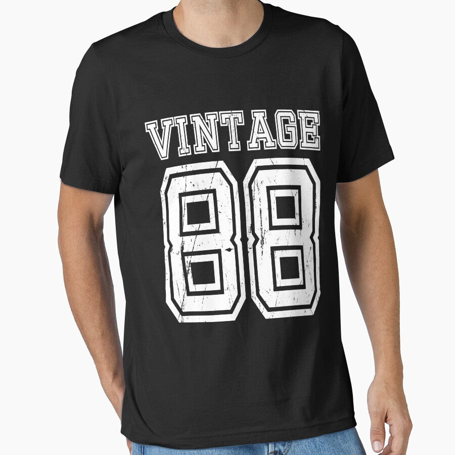 Vintage 88 2088 1988 40th Birthday T Shirt Gift Age Year Old Boy Girl Cute Funny Man Woman Jersey Style Tee... (Image 1)