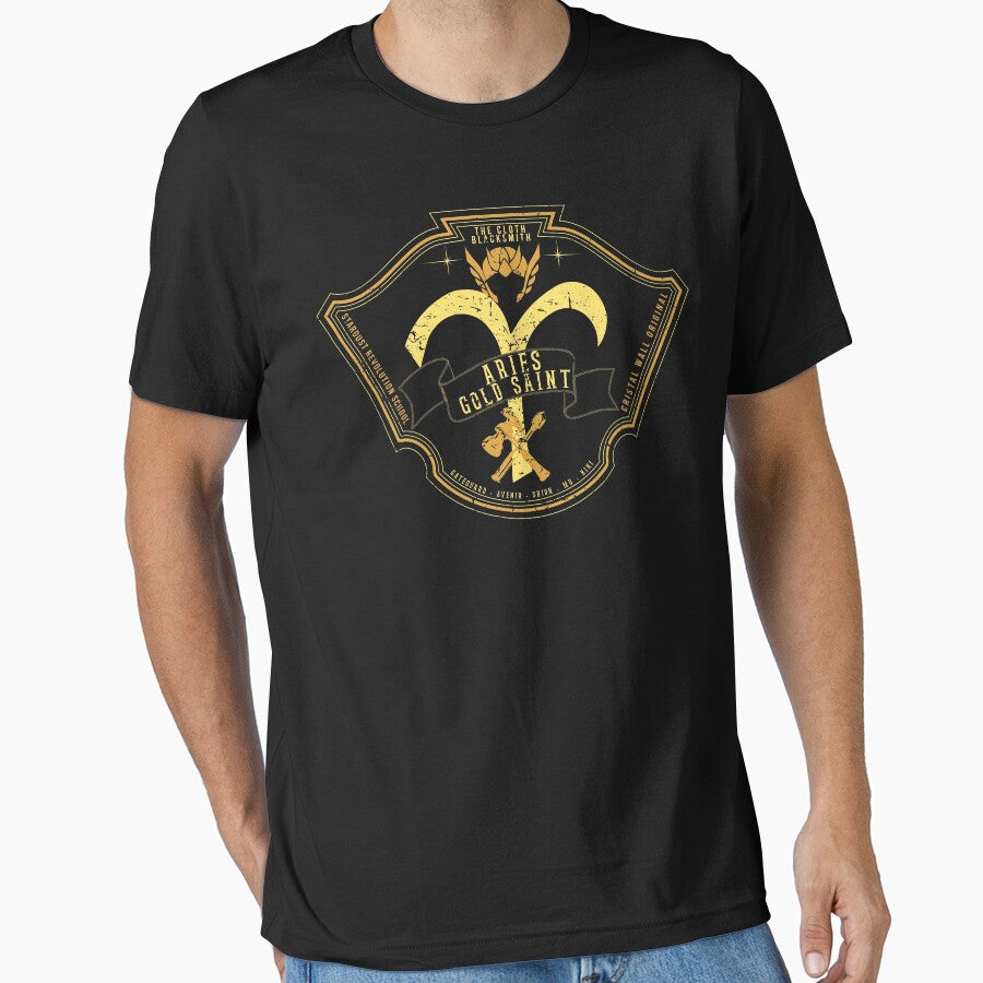 Saint Seiya Knights of the Zodiac - Aries Gold Saint Vintage by The Malva Glyphs T-Shirts, Hoodie, Sweatshirt (Image 1)