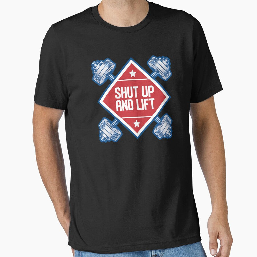 "Shut Up And Lift" Workout Gym Strength Weightlifting Design by festivalshirt T-Shirts, Hoodie, Sweatshirt (Image 1)