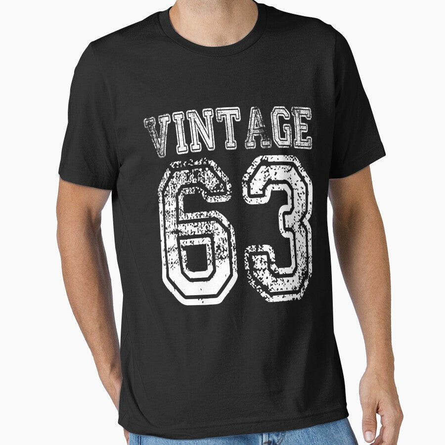 Vintage 63 2063 1963 T-shirt Birthday Gift Age Year Old Boy Girl Cute Funny Man Woman Jersey Style by arcadetoystore