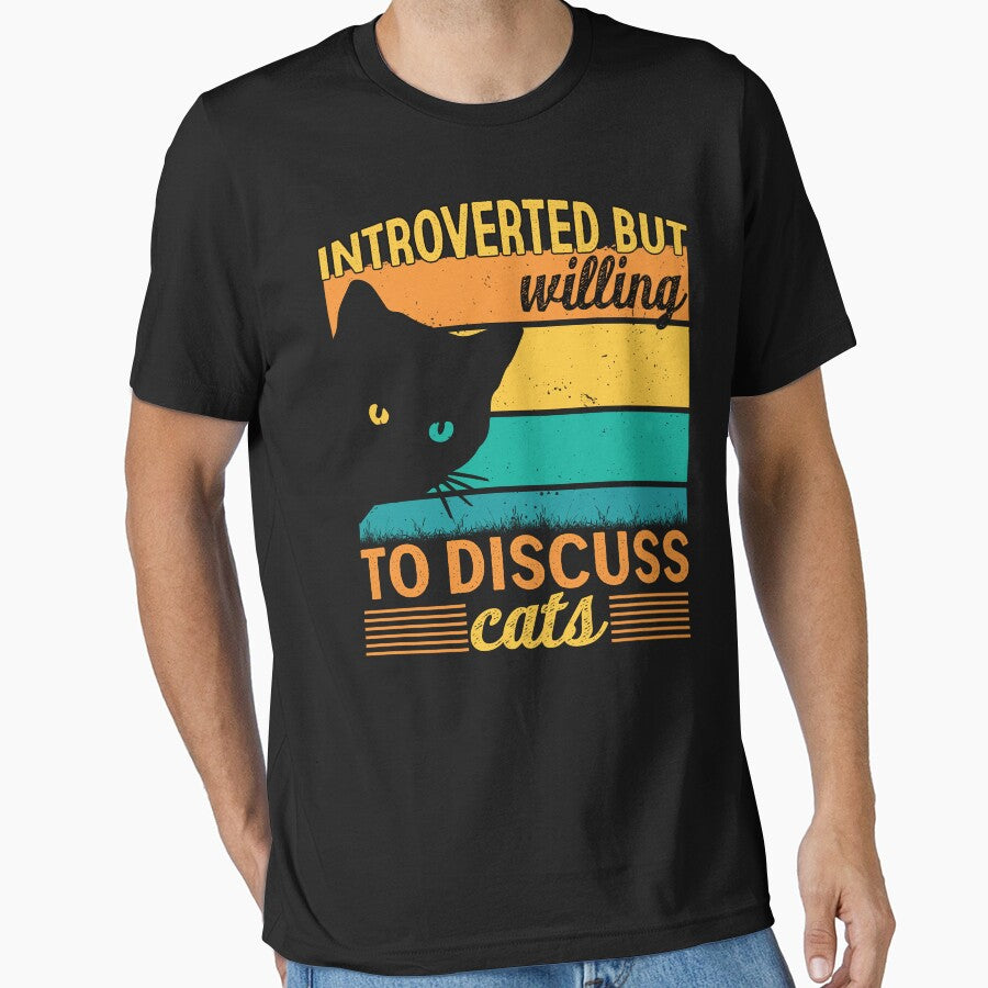 Introverted But Willing To Discuss Cats – Funny Cat Lover Design by GokuCreative T-Shirts, Hoodie, Sweatshirt (Image 1)